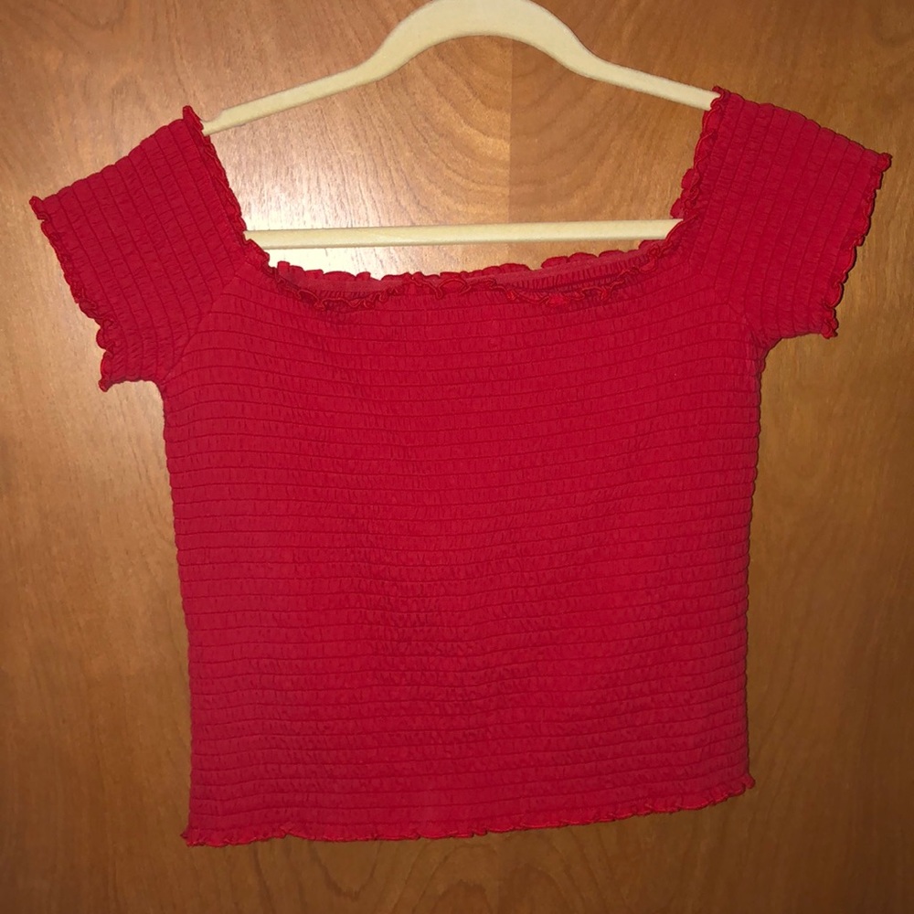 Hollister off the shoulder ruffled shirt